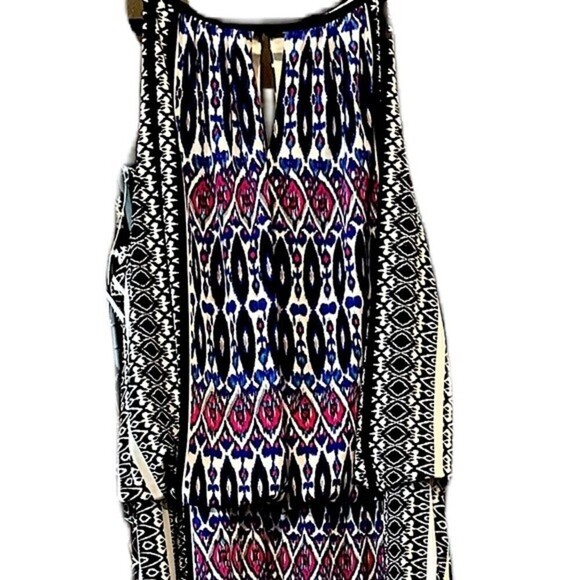 CB Established 1962 Geometric Bohemian Ikat Halter Key Hole SZ 14P Maxi Dress - Picture 12 of 16